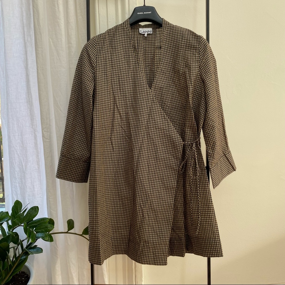GANNI - Gingham Seersucker Mini Dress Sz 40